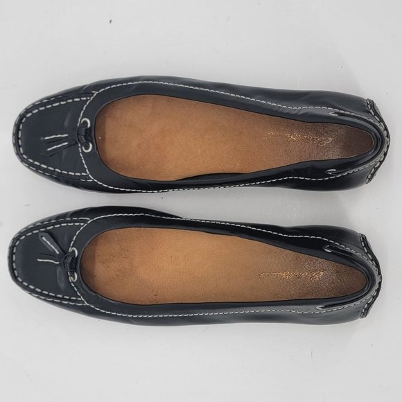 Eddie Bauer 10M Leather Tassel Loafers Womens Black Flats Non Slip Rubber Sole - Picture 6 of 7